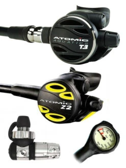 Atomic Aquatics T3 Regulator Set (DIN Or Yoke) & Free Termo Gauge -Mares Diving Shop Atomic Aquatics T3 Z2 DIN Regulator Set