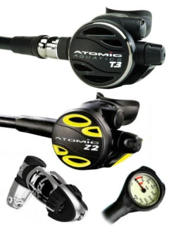 Atomic Aquatics T3 Regulator Set (DIN Or Yoke) & Free Termo Gauge -Mares Diving Shop Atomic Aquatics T3 Z2 Yoke Regulator Set
