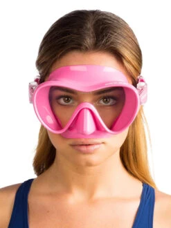 Cressi F1 Mask -Mares Diving Shop Cressi F1 Mask Pink on face