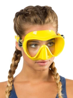 Cressi F1 Mask -Mares Diving Shop Cressi F1 Mask Yellow on face side