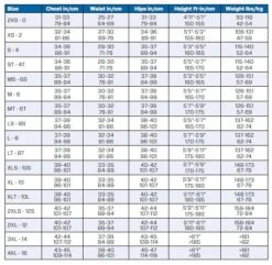 Scubapro Everflex 7/5mm Ladies Wetsuit -Mares Diving Shop EverflexSizeChartWomens