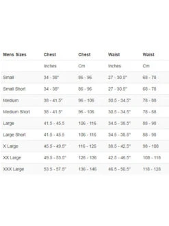 Fourth Element X-Core Mens Vest -Mares Diving Shop Fourth Element X Core Vest Mens Size Chart