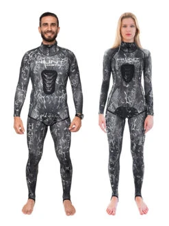Huntmaster Hooded Spearfishing Rashguard 2-Piece Camo Suit Unisex -Mares Diving Shop Huntmaster Hooded Spearfishing Rashguard 2 Piece Suit with Chest Pad Camo Unisex Silver