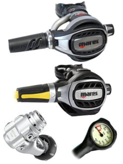 Mares Regulator Set: Abyss Adj 62X (DIN Or Yoke) W/ Octopus & Free Termo Gauge -Mares Diving Shop Mares Abyss Adj 62X Yoke Ultra Adj Octopus Regulator Set