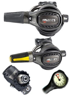 Mares Regulator Set: Epic Adj 82X PVD (DIN Or Yoke) W/ Octopus & Free Termo Gauge -Mares Diving Shop Mares Epic Adj 82x PVD DIN Epic Octopus Regulator Set