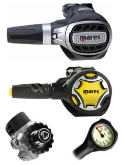 Mares Regulator Set: Ultra 72X (DIN Or Yoke) W/ Octopus & Free Termo Gauge -Mares Diving Shop Mares Ultra 72X DIN Dual Octopus Regulator Set