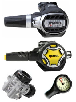 Mares Regulator Set: Ultra 72X (DIN Or Yoke) W/ Octopus & Free Termo Gauge -Mares Diving Shop Mares Ultra 72X Yoke Dual Adj Octopus Regulator Set