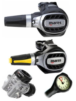 Mares Regulator Set: Ultra 72X (DIN Or Yoke) W/ Octopus & Free Termo Gauge -Mares Diving Shop Mares Ultra 72X Yoke Ultra Octopus Regulator Set