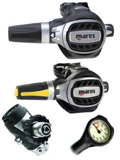 Mares Regulator Set: Ultra Adj 82X (DIN Or Yoke) W/ Octopus & Free Termo Gauge -Mares Diving Shop Mares Ultra Adj 82x DIN Ultra Adj Octopus Regulator Set