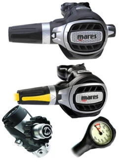 Mares Regulator Set: Ultra Adj 82X (DIN Or Yoke) W/ Octopus & Free Termo Gauge -Mares Diving Shop Mares Ultra Adj 82x DIN Ultra Octopus Regulator Set