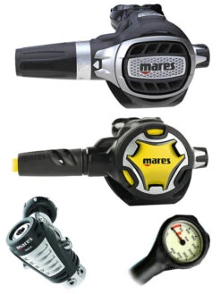 Mares Regulator Set: Ultra Adj 82X (DIN Or Yoke) W/ Octopus & Free Termo Gauge -Mares Diving Shop Mares Ultra Adj 82x Yoke Dual Adj Octopus Regulator Set