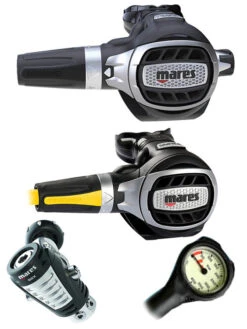 Mares Regulator Set: Ultra Adj 82X (DIN Or Yoke) W/ Octopus & Free Termo Gauge -Mares Diving Shop Mares Ultra Adj 82x Yoke Ultra Octopus Regulator Set
