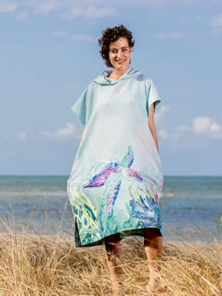 Ocean Armour Turtle Poncho -Mares Diving Shop Ocean Armour Turtle Poncho Female Smiling Front