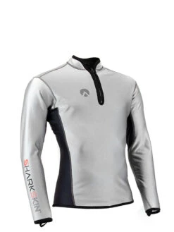 Sharkskin Chillproof Long Sleeve Chest Zip - Mens 10 Sharkskin Chillproof Long Sleeve Chest Zip - Mens -Mares Diving Shop Sharkskin Chillproof Long Sleeve Chest Zip Mens Silver Black Front