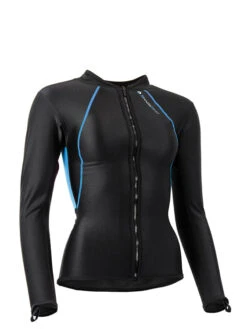 Sharkskin Chillproof Long Sleeve Full Zip - Womens -Mares Diving Shop Sharkskin Chillproof Long Sleeve Full Zip Womens Black Blue