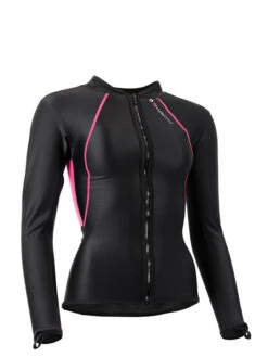 Sharkskin Chillproof Long Sleeve Full Zip - Womens -Mares Diving Shop Sharkskin Chillproof Long Sleeve Full Zip Womens Black Pink