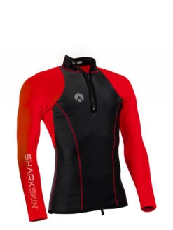 Sharkskin Performance Wear Long Sleeve - Mens -Mares Diving Shop Sharkskin Performance Wear Long Sleeve Top Chest Zip Mens Red