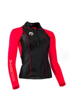 Sharkskin Performance Wear Long Sleeve - Womens -Mares Diving Shop Sharkskin Performance Wear Long Sleeve Top Chest Zip Womens Red
