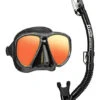 TUSA Sport Black Pro Mirror Snorkel Set -Mares Diving Shop TUSA Black Pro Mirror Series Snorkel Set Black Black