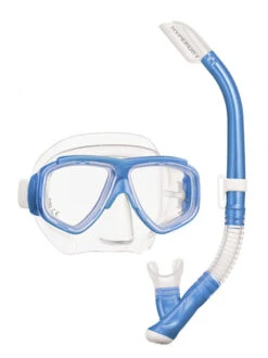 TUSA Sport Splendive 2 Prescription Snorkel Set (with Corrective Lenses) -Mares Diving Shop TUSA Splendive Adult Snorkel Set Clear Fishtail Blue