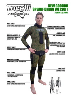 Torelli Goodoo 3.5mm Spearfishing Wetsuit -Mares Diving Shop Torelli Goodoo 3.5mm Spearfishing Wetsuit Details
